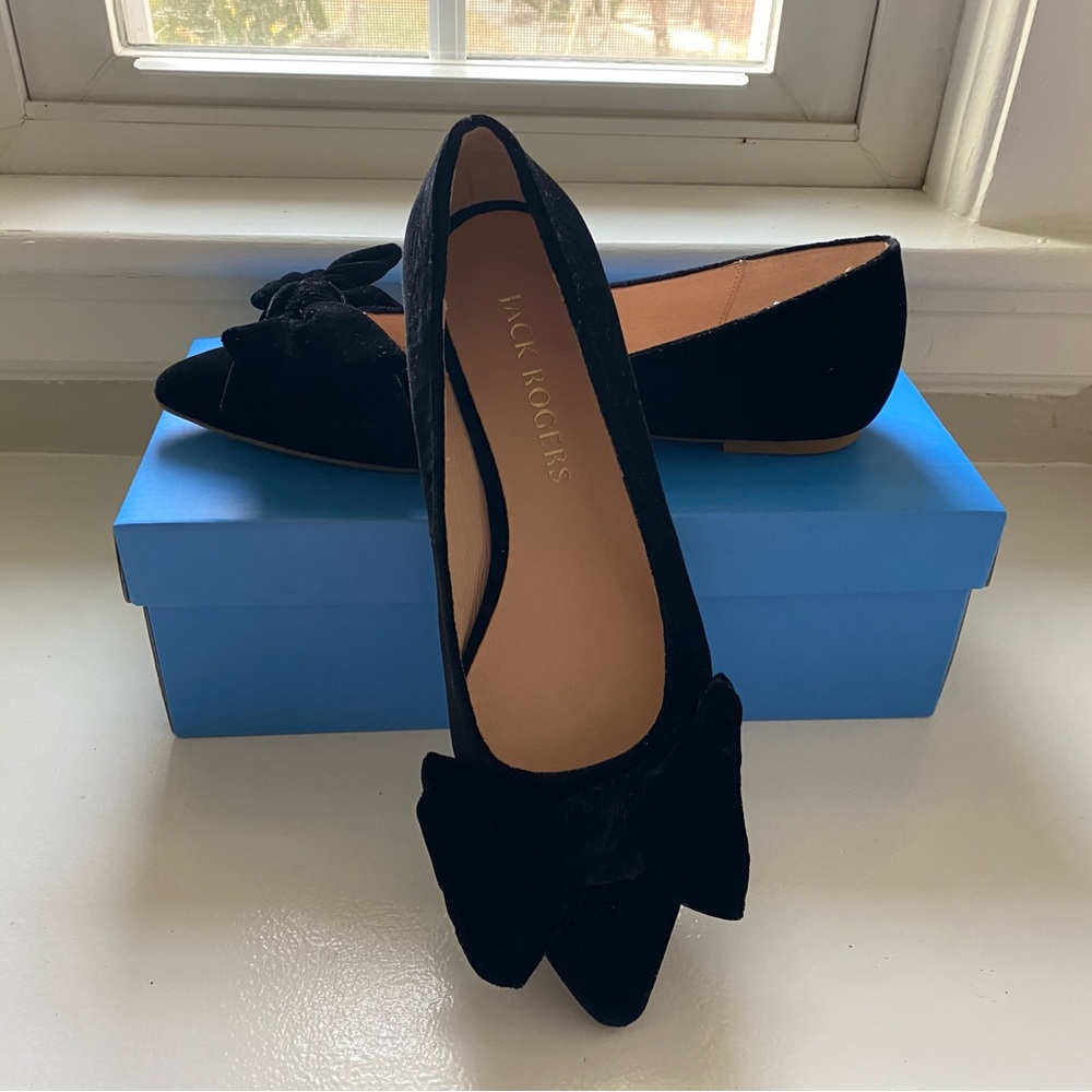 Jack Rogers Black Flats with Bow